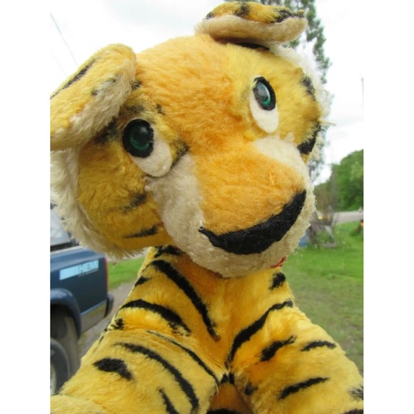 VINTAGE SILK PLUSH TIGER STUFFED JUNGLE CAT CARNIVAL PRIZE GUND KNICKERBOCKER - Picture 1 of 8